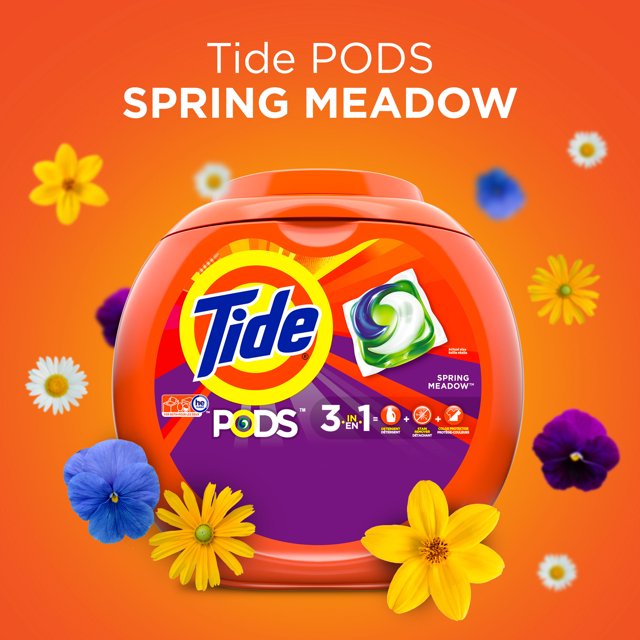 Pods Laundry Detergent Soap Packs, Spring Meadow, 42 Ct