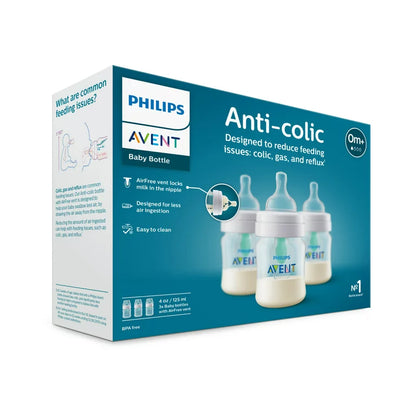 Anti-colic Baby Bottle with AirFree Vent, 4oz, 3pk, Clear, SCY701/93