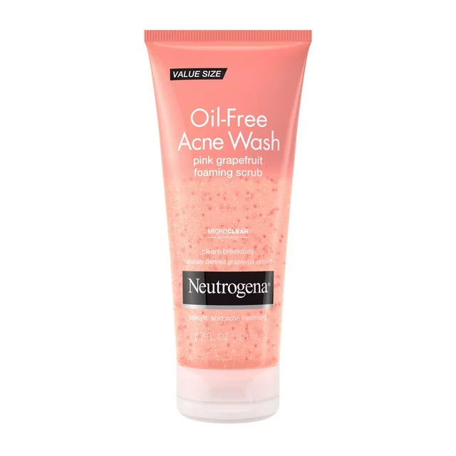 Oil-Free Pink Grapefruit Acne Face Wash, Foaming Facial Cleanser Scrub, 6.7 oz