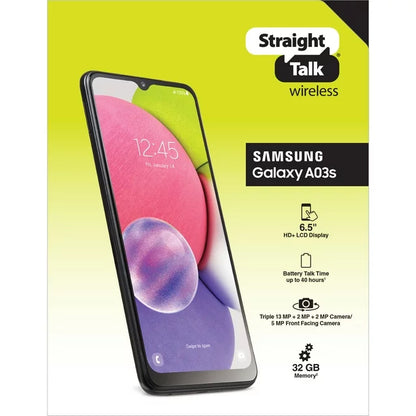 Straight Talk  Galaxy A03s, 32GB, Black- Prepaid Smartphone [Locked to Straight Talk]