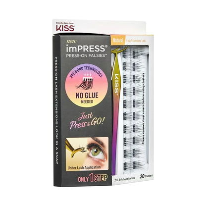 imPRESS Press-On Falsies Eyelash Clusters Kit, Natural, Black, 20 Clusters