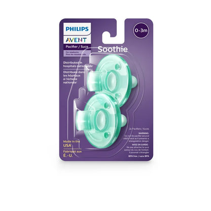 Soothie Pacifier, Green, 0-3 Months, 4 Pack