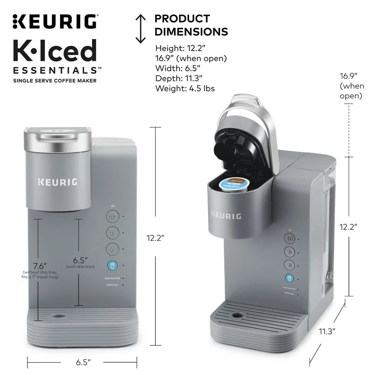 K-Iced Essentials Gray Iced and Hot Single-Serve K-Cup Pod Coffee Maker