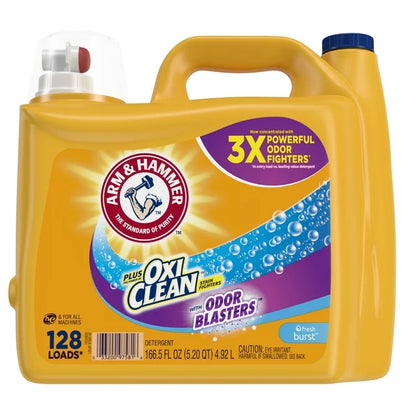 Plus OxiClean Odor Blaster Fresh Burst, 128 Loads Liquid Laundry Detergent, 166.5 fl oz