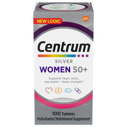 Silver Women 50 Plus Multivitamin Supplement Tablets, 100 Count