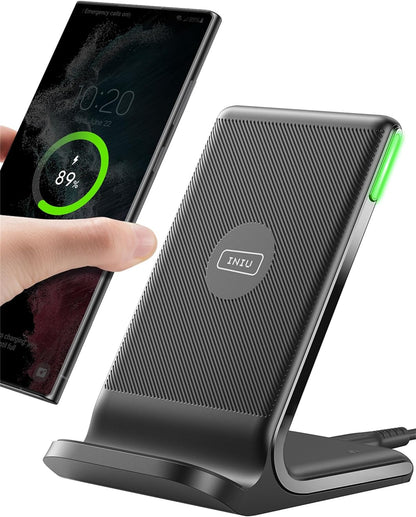 Wireless Charger, 15W Fast Wireless Charging Station with Sleep-Friendly Adaptive Light Compatible with iPhone 15 14 13 12 Pro XR XS 8 Plus Samsung Galaxy S23 S22 S21 S20 Note 20 10 Google etc