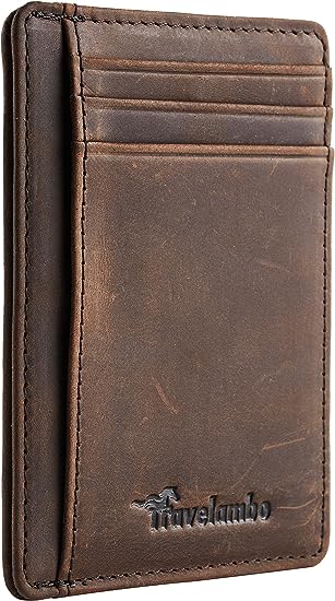 Front Pocket Minimalist Leather Slim Wallet RFID Blocking Medium Size