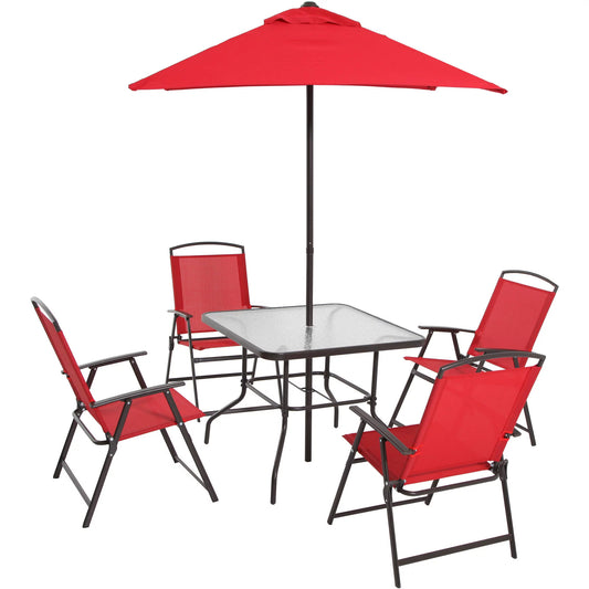 Albany Lane 6 Piece Outdoor Patio Dining Set, Red