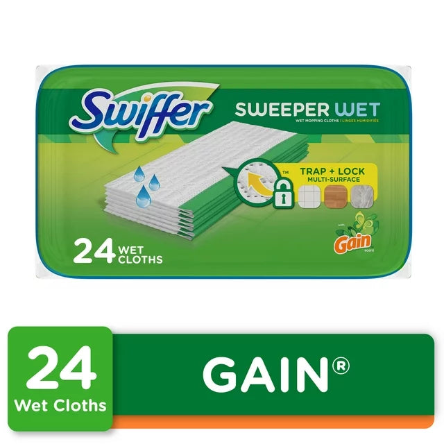 Sweeper Wet Mopping Cloths, Gain Original, 24 Count