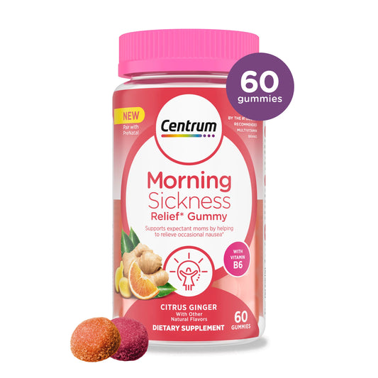 Morning Sickness Relief Gummies for Women, Citrus Ginger Flavor - 60 Count, up to 60 Day Supply