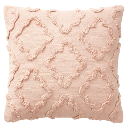 Odessa Diamond Cotton Decorative Pillow Cover, 20" x 20", Blush