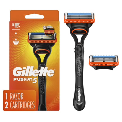 Fusion5 Men's Razor Handle and 2 Blade Refills, Orange