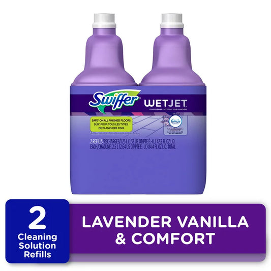 WetJ et Liquid Floor Cleaner, Lavender Vanilla & Comfort, 1.25 Liter (2 Pack)