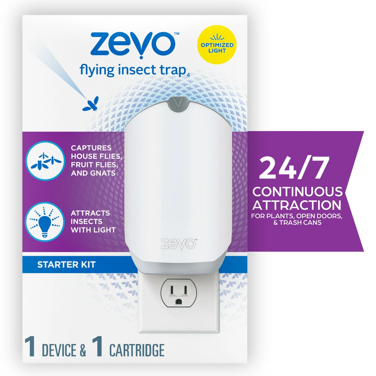 Flying Insect Fly Trap (1 Device + Refill) Featuring Blue And UV Light To Attract Flying Insects