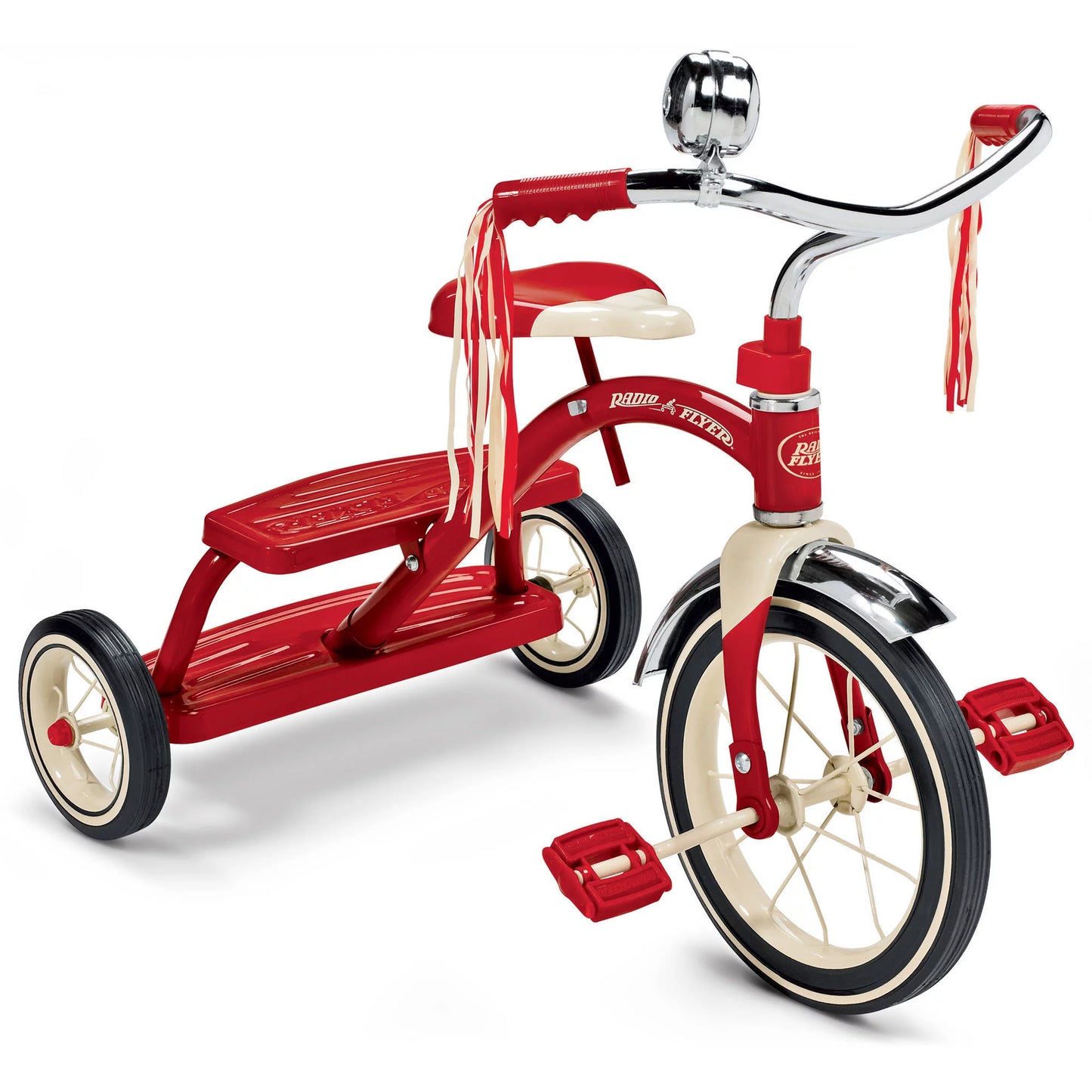 Classic Red Dual Deck Tricycle, 12" Front Wheel, Red