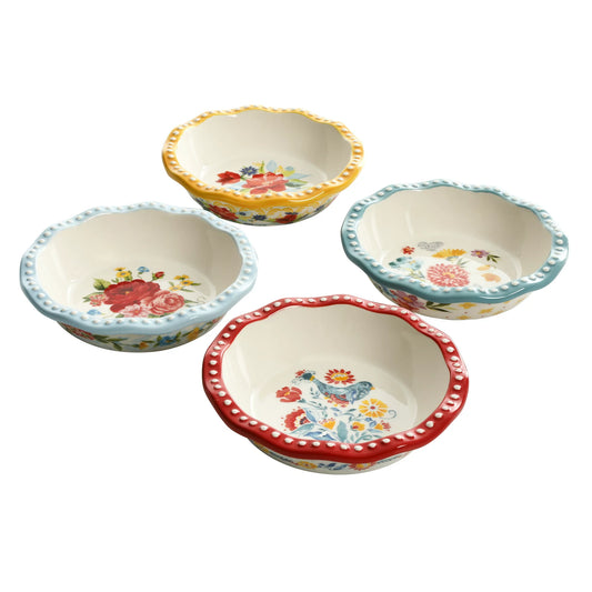 Floral Medley 5.5-inch Mini Pie Pans, 4-Pack