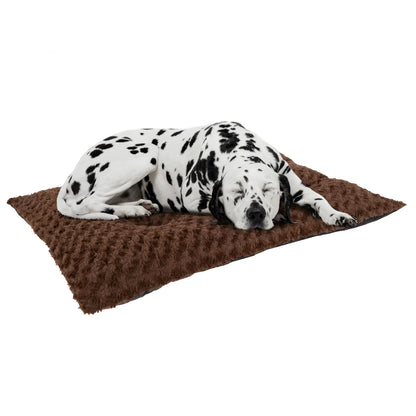 Large Dog Pillow Bed and Sleep Crate Pad with Faux Fur - Machine Washable, 42x26 Brown