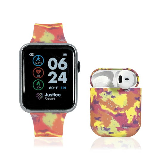 Unisex Child Smartwatch and Earbud Set with Tie-Dye Design in One Size (JSE40106WMC)