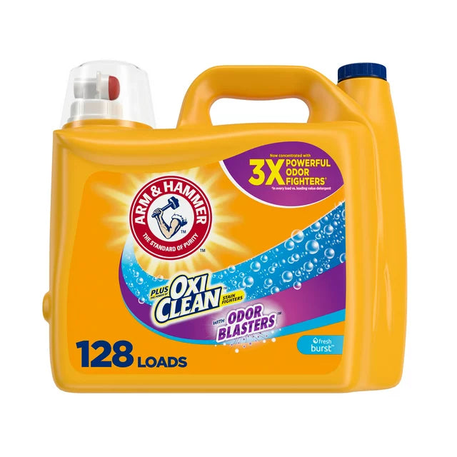 Plus OxiClean Odor Blaster Fresh Burst, 128 Loads Liquid Laundry Detergent, 166.5 fl oz