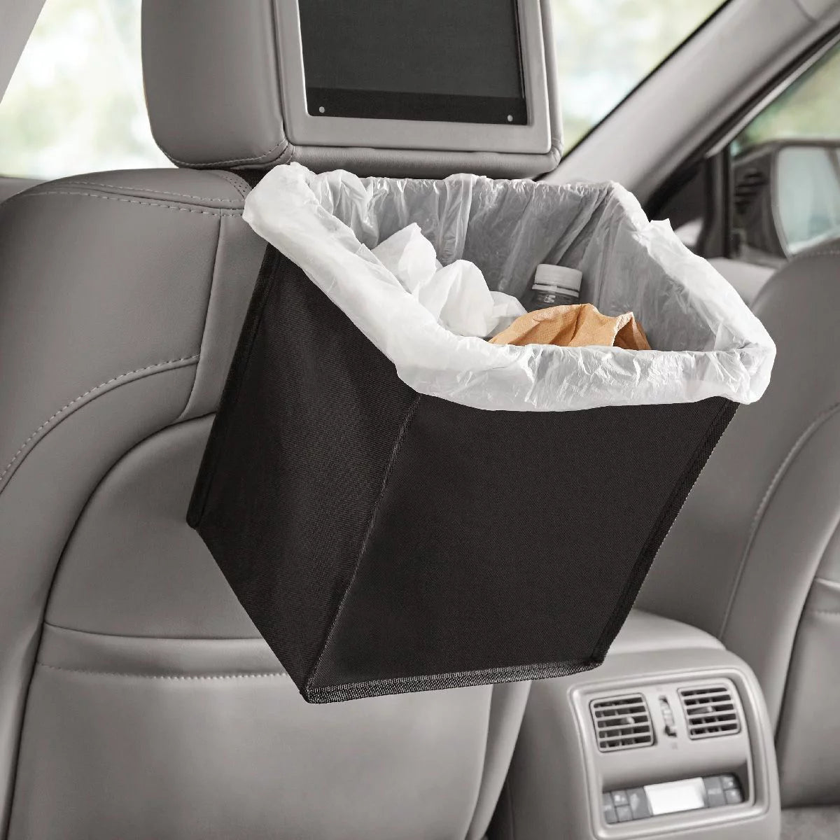 Black Car Seat Trash Bag Fits Most Vehicles Size: 7" x 9.5" x 11"