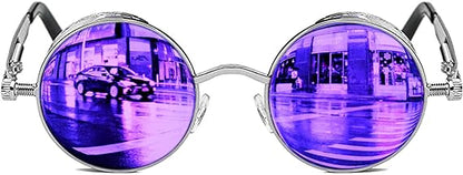 Gothic Steampunk Round Polarized UV400 Protection Sunglasses Unisex Street Outdoor