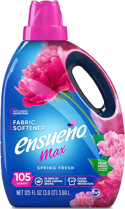 Max Liquid Fabric Softener- With Long-Lasting Freshener And Wrinkle Eliminating formula, Spring Fresh Scent - (125 oz)