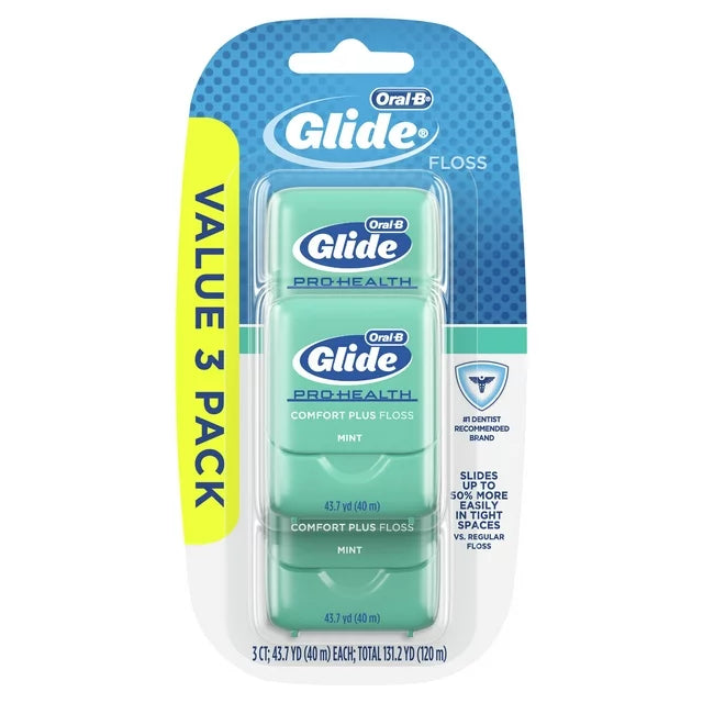 Glide Pro-Health Comfort Plus Ribbon Dental Floss, Extra Soft, Value 3 Pack (40m Each)