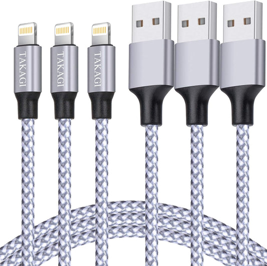 iPhone Charger, Lightning Cable 3PACK 6FT Nylon Braided USB Charging Cable High Speed Transfer Cord Compatible with iPhone 14/13/12/11 Pro Max/XS MAX/XR/XS/X/8/iPad