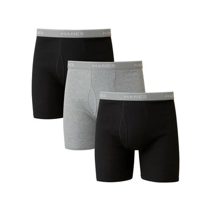 Men's Black/Grey Boxer Briefs, 3 Pack