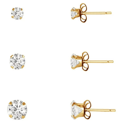 10kt Yellow Gold CZ Clear Diamond Stud Earrings Set, 3mm, 4mm, and 5mm (3.9) 3.9 stars out of 89 reviews 89 reviews