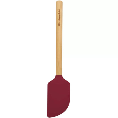 Bamboo Handle with Red Scraper Spatula Top