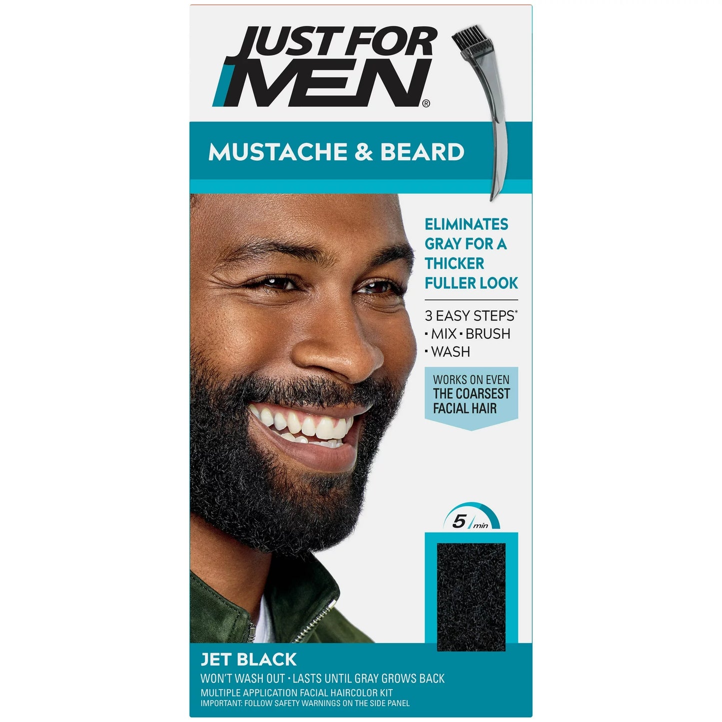 Mustache and Beard Coloring for Gray Hair, M-60 Jet Black