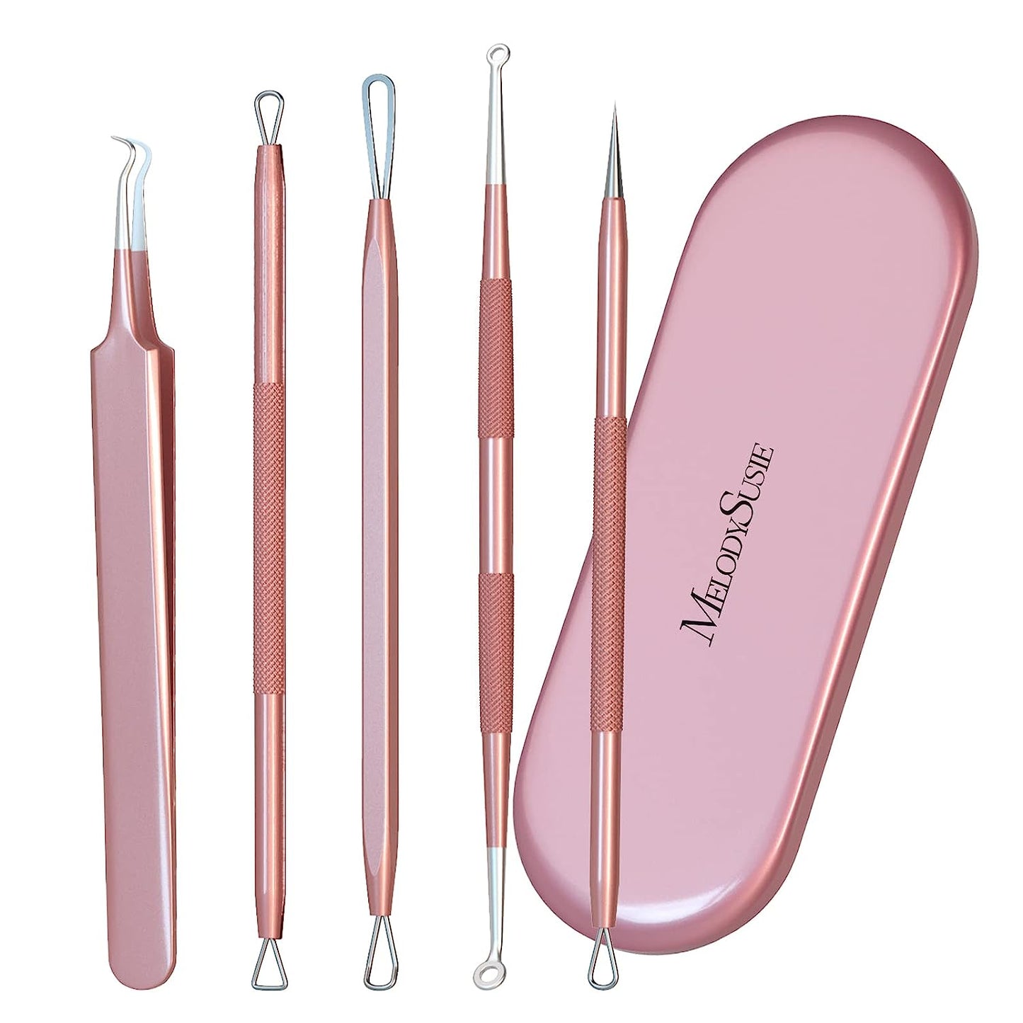 Blackhead Remover Pimple Popper Tool Kit - Professional Extractor for Nose and Face, Stainless Comedone, Blemish Whitehead Popping with Portable Metal Case.