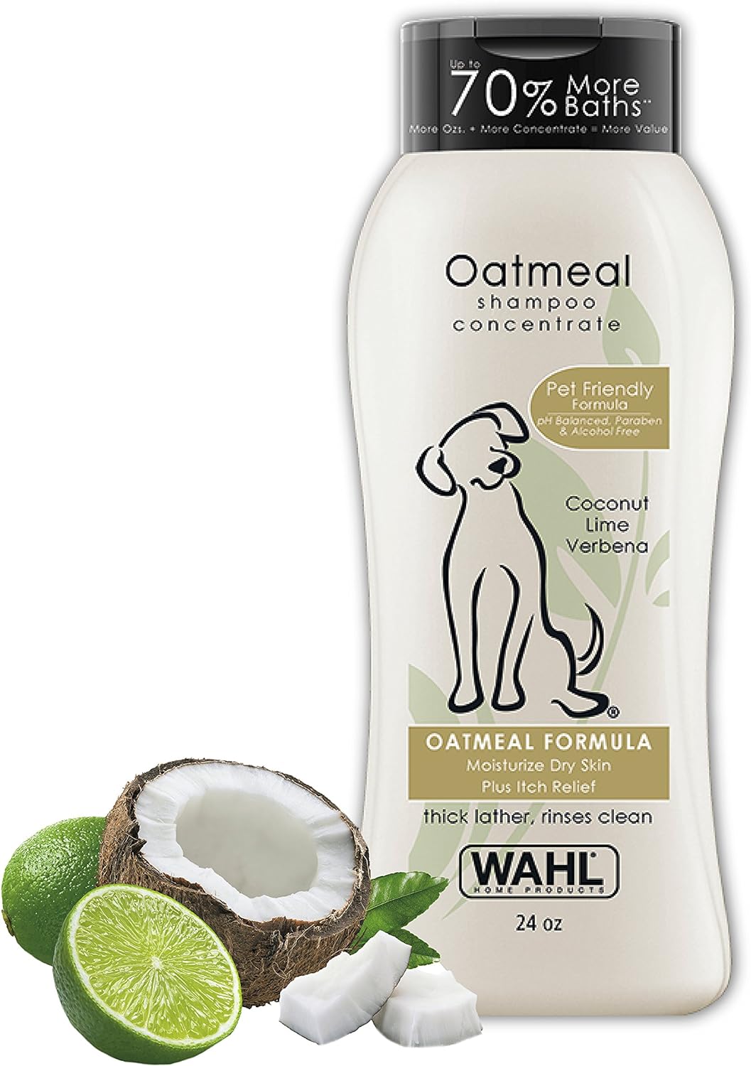 USA Dry Skin & Itch Relief Pet Shampoo for Dogs – Oatmeal Formula with Coconut Lime Verbena & Pet Friendly Formula, 24 Oz - Model 820004A