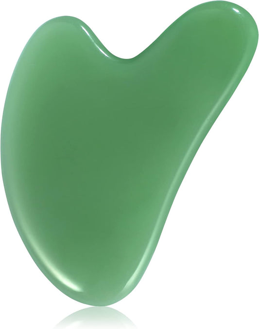 Gua Sha Facial Tools Guasha Tool Gua Sha Jade Stone for Face Skincare Facial Body Acupuncture Relieve Muscle Tensions Reduce Puffiness Festive Gifts (Green)