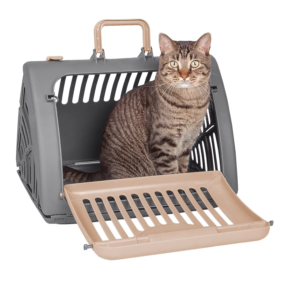 Foldable Plastic Travel Cat Carrier, For Cats 5-25 lb.