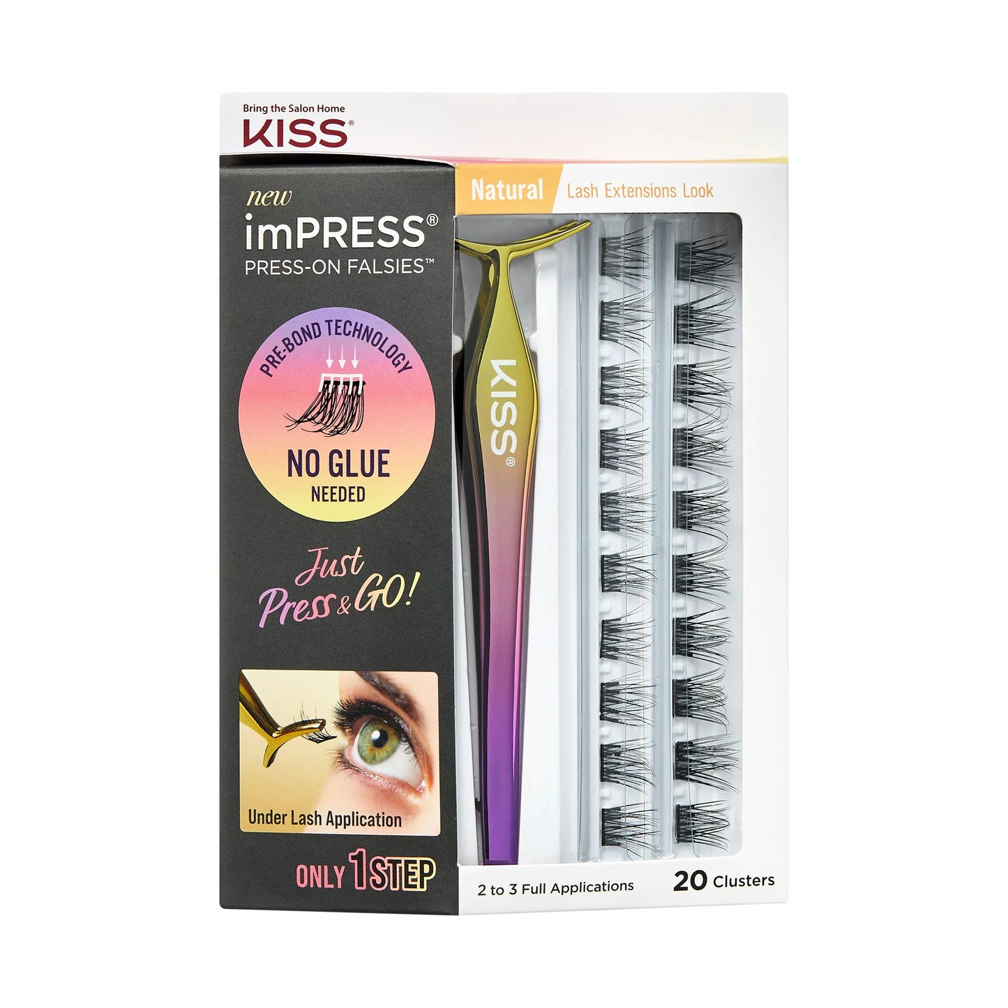 imPRESS Press-On Falsies Eyelash Clusters Kit, Natural, Black, 20 Clusters