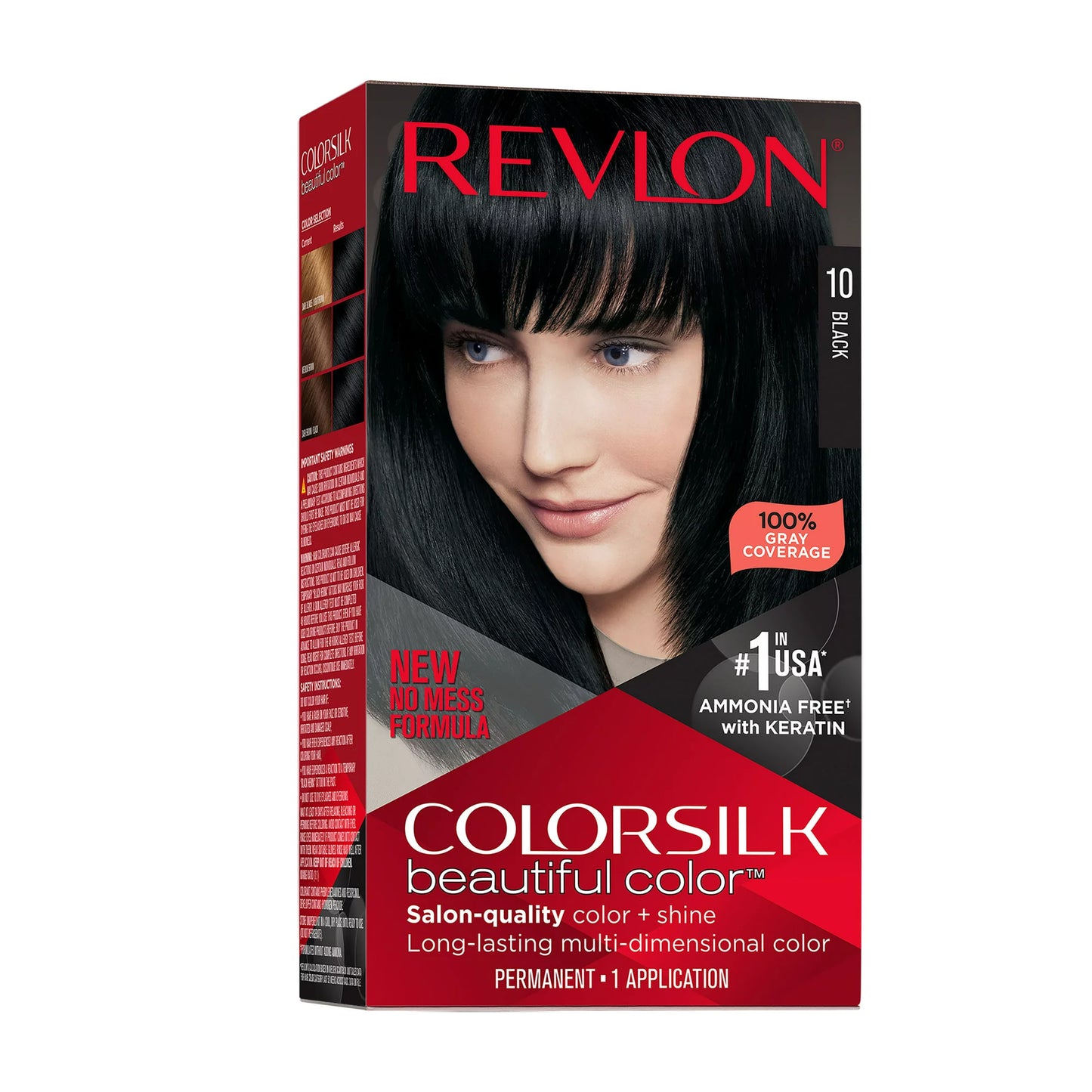 Colorsilk Beautiful Color Permanent Hair Color, Long-Lasting High-Definition Colour 10 Black 1 Pack