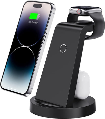 3 in 1 Charging Station for iPhone, Wireless Charger for iPhone 15 14 13 12 11 X Pro Max & Apple Watch - Charging Stand Dock for AirPods 3/2/1/Pro