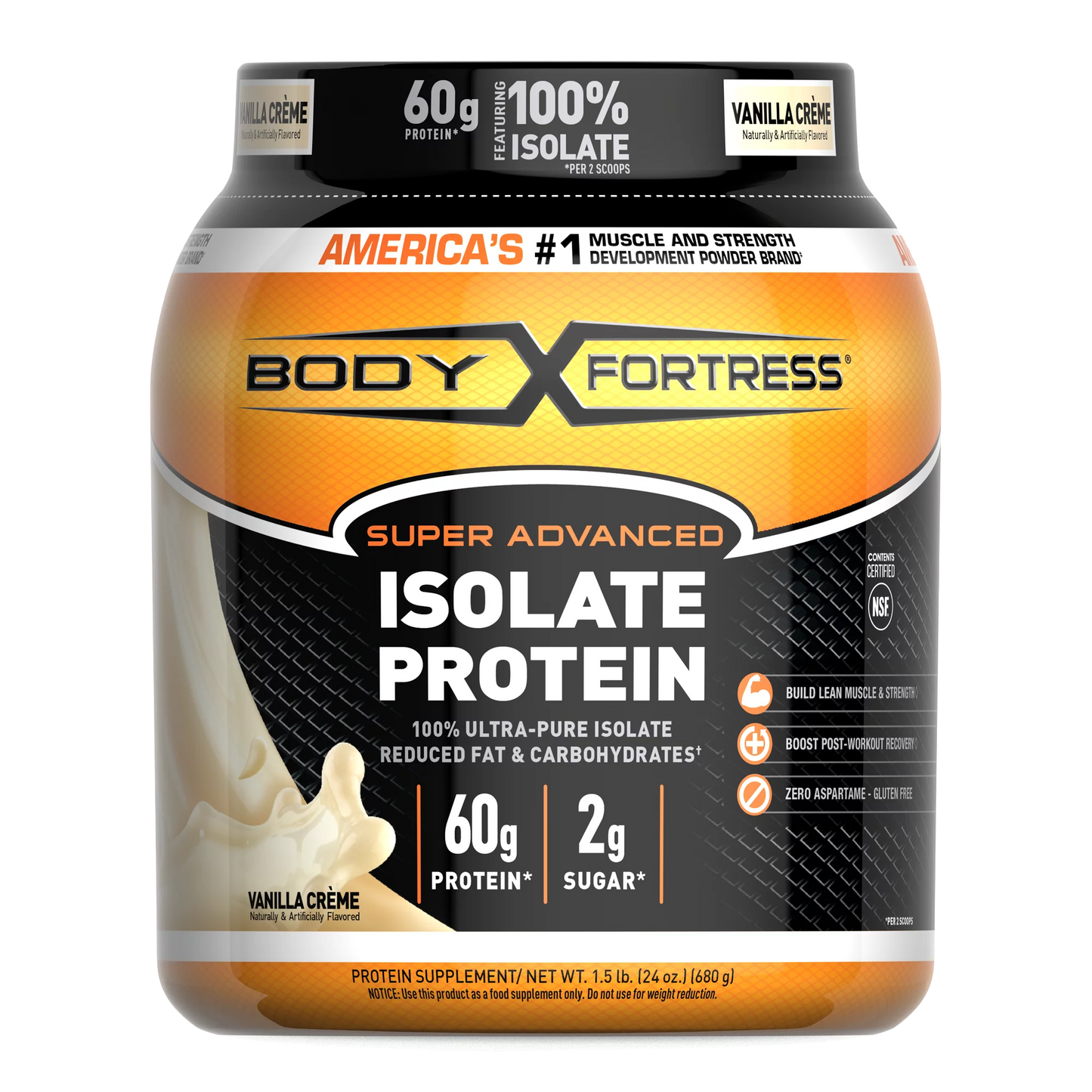 Whey Isolate Protein Powder, 60g Protein, Vanilla, 1.5 lbs.