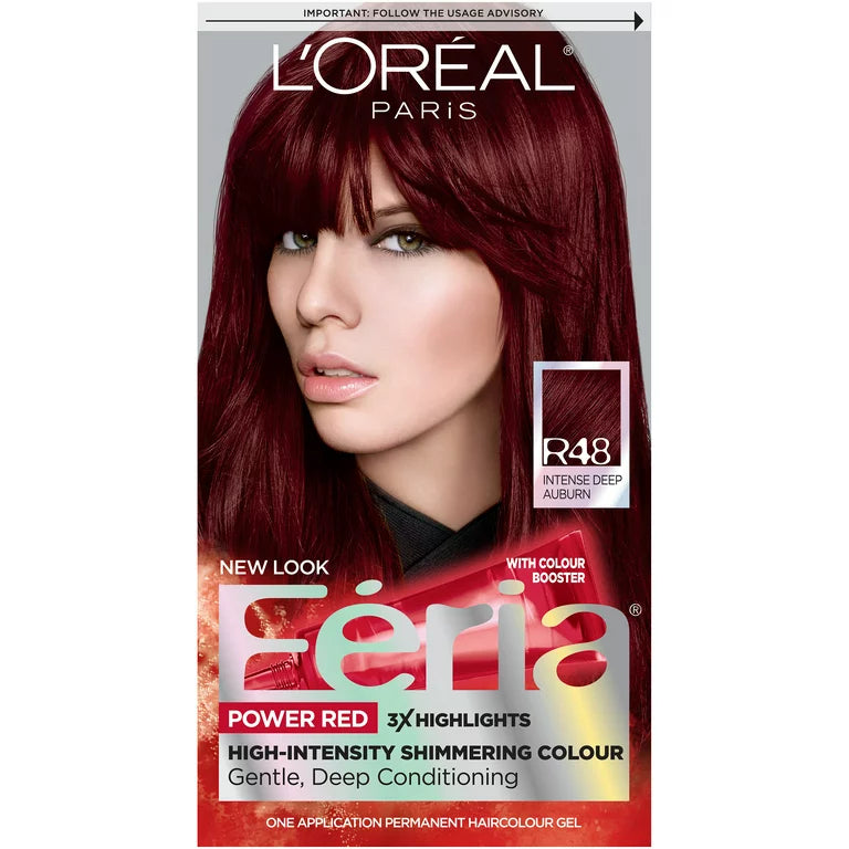 Feria Permanent Hair Color, R48 Red Velvet Intense Deep Auburn