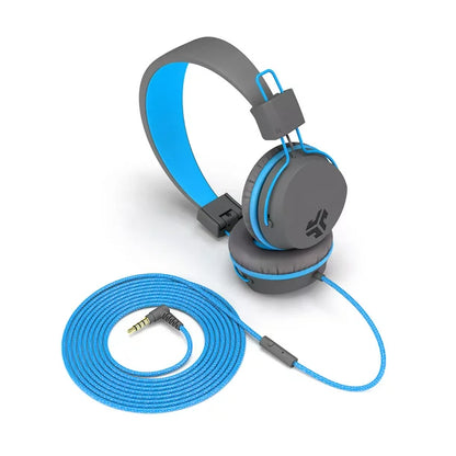 Audio JBuddies Studio On-ear Kids Folding Headphones with Microphone, Volume Safe, Gray & Blue HJKSTUDIORGRYBLU6