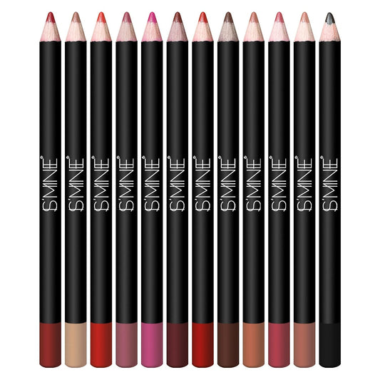 Matte Lip Liner Set - 12 Assorted Colors High Pigmented Natural Lip Makeup Soft Pencils Longwear Smooth Ultra Fine (Color Set -1)