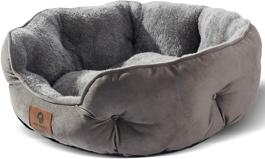 Small Dog Bed for Small Dogs, Cat Beds for Indoor Cats, Pet Bed for Puppy and Kitty, Extra Soft & Machine Washable with Anti-Slip & Water-Resistant Oxford Bottom, Grey, 20 inches