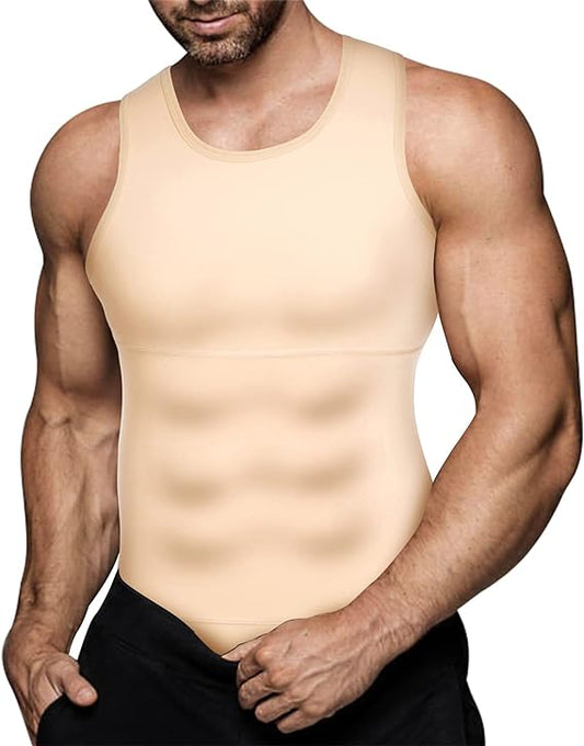 Mens Compression Shirt Slimming Body Shaper Vest Workout Tank Tops Abs Abdomen Undershirts