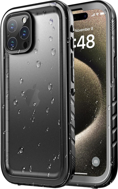 iPhone 15 Pro Max Case Waterproof - Built in Screen Protector [IP68 Underwater][6.6FT Military Dropproof][Dustproof][Shockproof] Full Body Protective Phone Case 6.7" Black