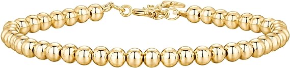 14K Gold Plated Beaded/Cuban/Cubic Zirconia Station Chain Adjustable Bracelet for Women