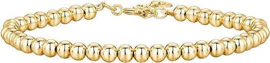 14K Gold Plated Beaded/Cuban/Cubic Zirconia Station Chain Adjustable Bracelet for Women