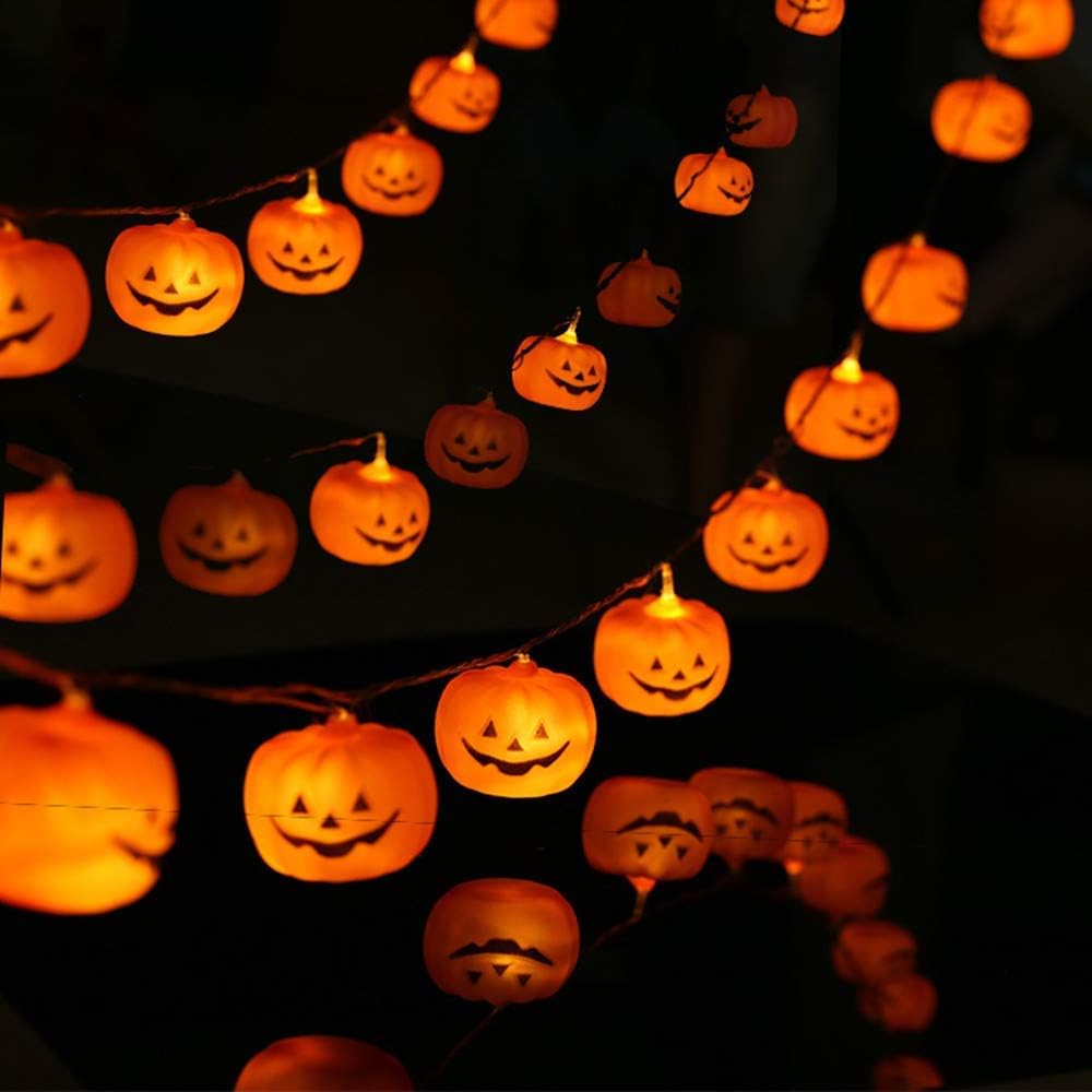 Halloween String Lights, LED Pumpkin Lights, Holiday Lights for Outdoor Decor,2 Modes Steady/Flickering Lights(20 One Pumpkin Lights, 9.8 feet)