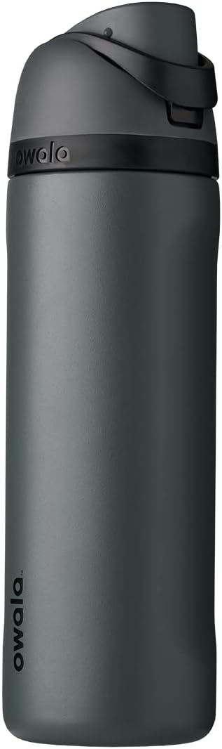 FreeSip Insulated Stainless Steel Water Bottle with Straw for Sports and Travel, BPA-Free, 24-oz, Grayt